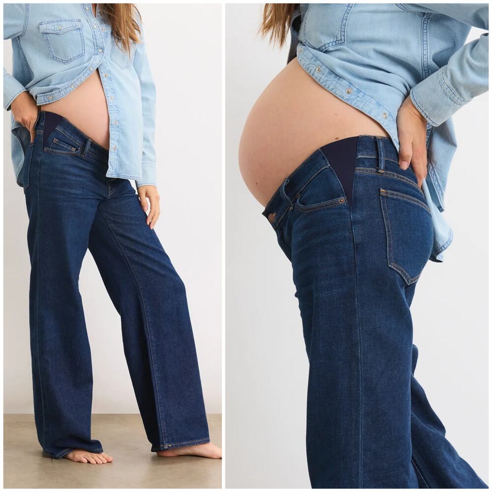 HATCH Collection The Relaxed Wide Leg Maternity Jeans in Classic Rinse size 25
